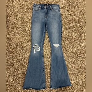 Hollister Women’s Distressed Blue Flare Jeans